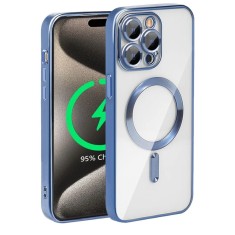 Huse silicon cu incarcare magetica wireless pentru Iphone 15 Pro Max Albastru