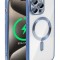 Huse silicon cu incarcare magetica wireless pentru Iphone 15 Pro Albastru