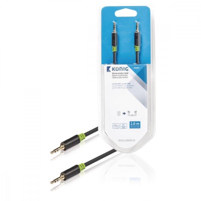 Cablu audio ecranat Jack Stereo 3.5 mm tata-tata 2m gri Konig foto