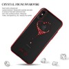 Husa iPhone X GloMax Cristale Swarovski Rosie Transparenta, Protectie Soc, Subtire