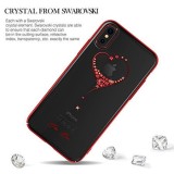 Husa iPhone X GloMax Cristale Swarovski Rosie Transparenta, Protectie Soc, Subtire