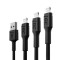Green Cell 3x Cablu de date și &icirc;ncărcare GC Ray USB - Lightning 30cm, 120cm, 200cm pentru iPhone, iPad, iPod, &icirc;ncărcare rapidă cu LED alb