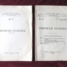 Doua Brosuri "COMUNICARI STATISTICE" an 1945/1946, Instit. Central de Statistica