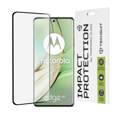 Folie pentru Motorola Edge 40 / Edge (2023) - Techsuit 111D Full Cover / Full Glue Glass / 3D Curved Screen - Black foto