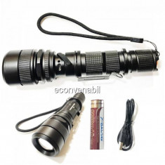 Lanterna LED 5W cu Zoom, Acumulator 18650 Incarcare USB BL603L2 foto