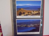 SPANIA - INSULA TENERIFE ( OCEANUL ATLANTIC ) - 2 POZE AERIENE ASTATIUNII SI PLAJEI SEARA - PE VERSO HARTA INSULEI CU POZITIA STATIUNII - NECIRCULATE