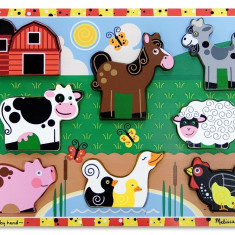 Puzzle lemn in relief Animale de ferma Melissa and Doug