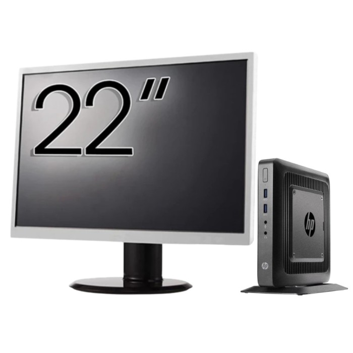 Pachet Calculator Second Hand HP T520 Mini PC, AMD GX-215JJ 1.50GHz, 4GB DDR3, 32GB Flash + Monitor 22&amp;quot; NewTechnology Media