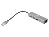 Hub USB 3.0 cu 3 Porturi și RJ45 Gigabit Ethernet, Gembird