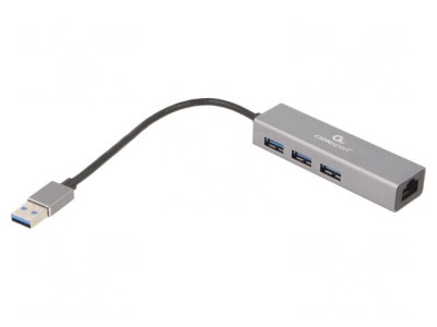 Hub USB 3.0 cu 3 Porturi și RJ45 Gigabit Ethernet foto