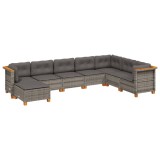 Cumpara ieftin Set canapele de gradina cu perne, 8 piese, gri, poliratan