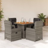 Set mobilier de gradina cu perne, 5 piese, gri, poliratan