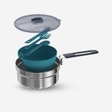 Set de gătit 100 camping din oțel inoxidabil, 1 persoană 6 elemente, Quechua