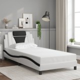 vidaXL Cadru de pat cu tăblie alb și negru 100x200cm piele artificială