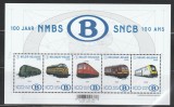 BELGIA 2026 TRENURI - 100 ANI Caile Ferate Belgiene Bloc cu 5 timbre MNH**