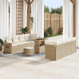 vidaXL Set de canapele pentru grădină 11 pcs Bej Rattan poli