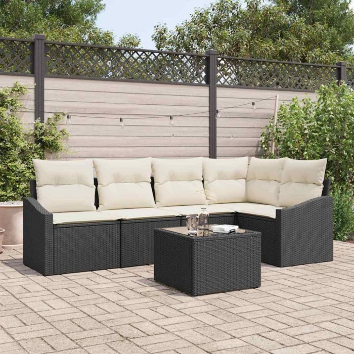 vidaXL Set de canapele pentru grădină 6 pcs Negru Rattan poli 3346727