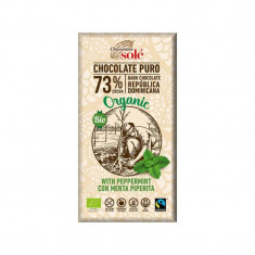 Chocolates Sole Ciocolata bio cu 73% cacao si menta, 100g