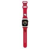 Curea pentru Apple Watch 1/2/3/4/5/6/7/8/9/10/SE/SE 2 (38/40/41/42mm) - Hello Kitty Strap Silicone Kitty Head (HKAWMSCHBLR) - Red