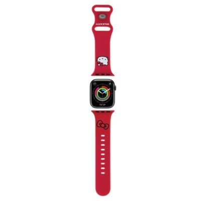 Curea pentru Apple Watch 1/2/3/4/5/6/7/8/9/10/SE/SE 2 (38/40/41/42mm) - Hello Kitty Strap Silicone Kitty Head (HKAWMSCHBLR) - Red foto