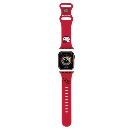 Curea pentru Apple Watch 1/2/3/4/5/6/7/8/9/10/SE/SE 2 (38/40/41/42mm) - Hello Kitty Strap Silicone Kitty Head (HKAWMSCHBLR) - Red