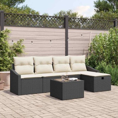 vidaXL Set de canapele pentru grădină 6 pcs Negru 55 x 55 x 37 cm 3360598 foto