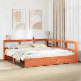 vidaXL Pat bibliotecă cu headboard 2 pcs Maroniu cerat 200 x 200 cm 3422738