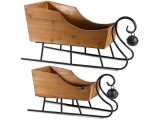 Set 2 saniute decorative Craciun lemn maro fier negru 48 x 19,5 x 23 H, cm 61 x 25,5 x 30,5
