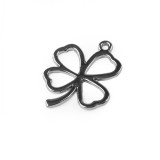 Pandantiv decorativ metalic 20 x 24 mm Trifoi cu patru foi Platinum, Crisalida