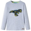 Tricou pentru copii cu m&acirc;neci lungi, gri melanj, 104, vidaXL