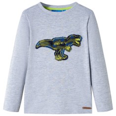 Tricou pentru copii cu m&acirc;neci lungi, gri melanj, 104