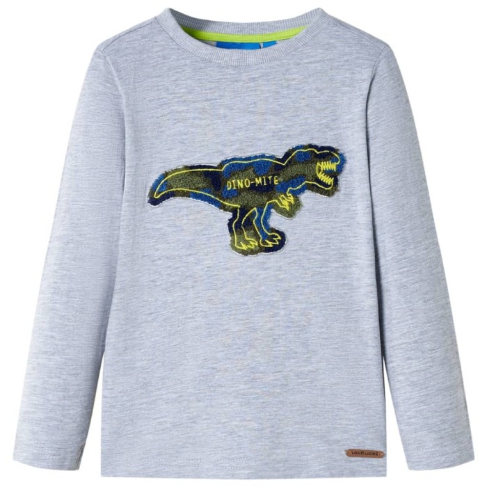 Tricou pentru copii cu m&acirc;neci lungi, gri melanj, 104