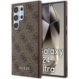 Husa originala Guess Samsung Galaxy S24 Ultra Hardcase 4G Metal Gold Logo, maro, GUHCS24LG4GFBR