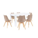 Set de masă Zara 6+1 bej-alb
