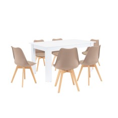 Set de masă Zara 6+1 bej-alb