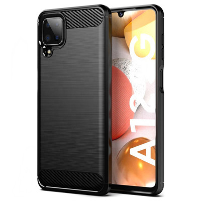 Husa pentru Samsung Galaxy A12 / A12 Nacho, Techsuit Carbon Silicone, Black foto