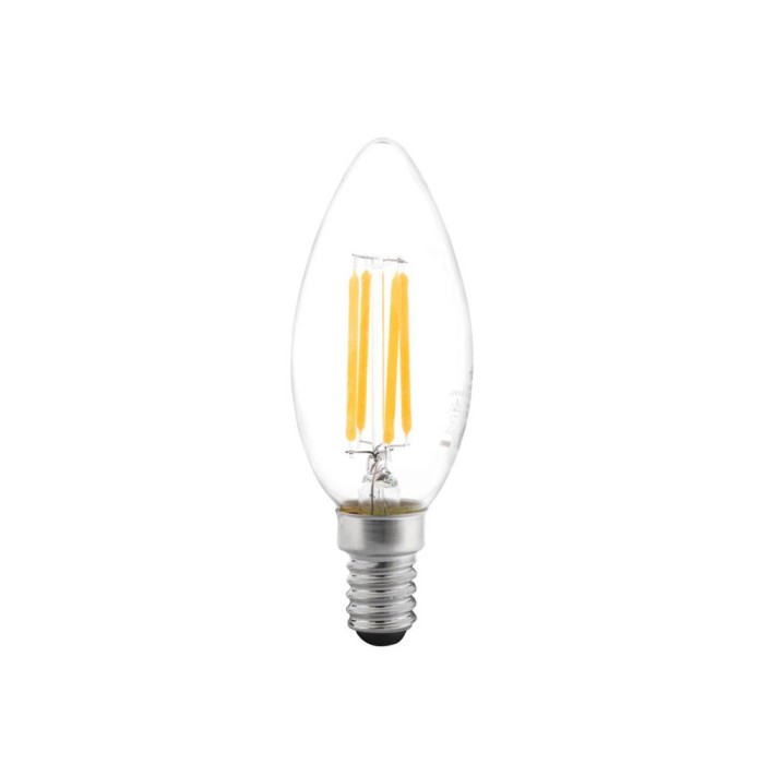 Bec LED filament lumanare 4W E14 6500K, clar, Novelite