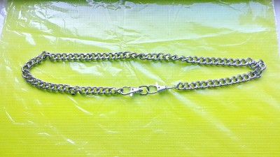 E472-LANT LUNG GROS METAL CROMAT CU 2 CARABINE lungime 66 cm, latime 1 cm. foto
