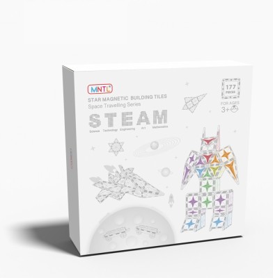 Set de constructie magnetic, 177 piese, Magnetic Tiles, Multicolor de forme geometrice diferite, 2D, 3D foto
