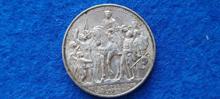 GERMANIA 2 MARK 1913 AUNC INFRANGEREA NAPOLEON JUBILEU