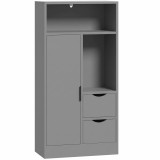 HOMCOM Mobilier pentru baie, dulap de depozitare &icirc;ngust cu 2 sertare, compartimente deschise, 50x25x100cm, gri | Aosom Romania