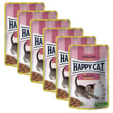 Happy Cat MEAT IN SAUCE Kitten &amp;amp; Junior Land-Gefl&uuml;gel / Poultry 6 x 85 g