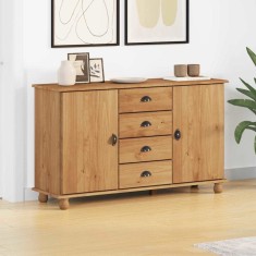 vidaXL Bufet cu sertar Maro 133.5 x 40 x 79 cm Lemn masiv de pin