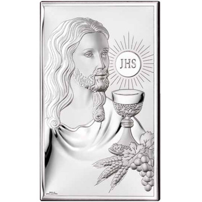 Icoana Iisus Hristos Comuniune Argint 9x15cm COD: 4166 foto