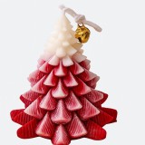 Lumanare Parfumata de Craciun, Model Brad de Craciun, din Ceara de Soia, Cadou Creativ Handmade de Craciun, 8 x 7 x 7 cm, Rosu