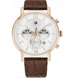 Tommy Hilfiger Evan Ceas Bărbătesc 44mm Cronograf Baterie cu Maro Curea din Piele