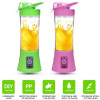Blender Portabil USB QLLIPIN HM-03, 380ml, 36W, Acumulator 2000mAh, Mini Blender Smoothie, Sucuri, Roz