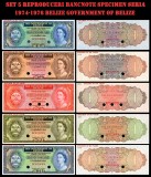 Set 5 reproduceri bancnote specimen Seria 1974-1976 Government of Belize