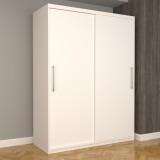 Dulap Dormitor Nova Eco 150 cm x 200 cm, fara oglinda, alb cu usi glisante albe