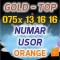 Numar Orange de TOP - 075x.13.16.16 - AUR usor numere VIP cartela gold platina